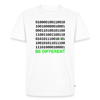 Be Different - Binary - Digital - Men's Premium Organic T-Shirt - white - Front - Nico (187cm)