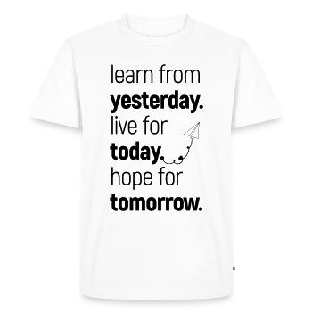 learn, live & hope - Men's Premium Organic T-Shirt - white - Front - Nico (187cm)
