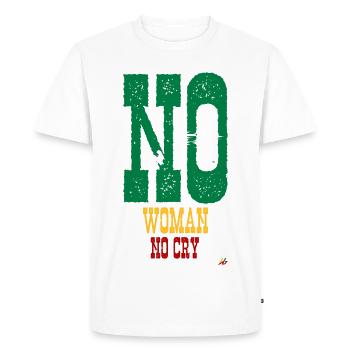 NO WOMAN NO CRY - Men's Premium Organic T-Shirt - white - Front - Nico (187cm)