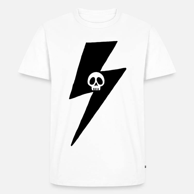 Minimalistischer Schädel Blitz - Männer Premium Bio T-Shirt - Weiß