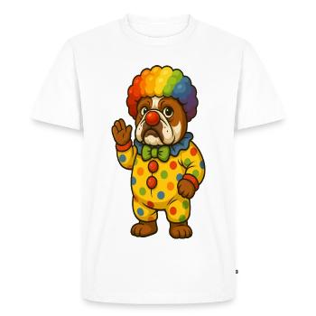 Clown Bulldog dans un costume coloré - T-shirt Premium bio Homme - blanc - Devant - Nico (187cm)