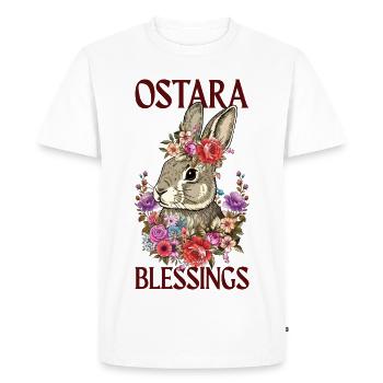Ostara Blessings Happy Easter Rabbit Floral - Men's Premium Organic T-Shirt - white - Front - Nico (187cm)