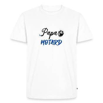 Papa motard idée cadeau moto fête des pères bikeur - T-shirt Premium bio Homme - blanc - Devant - Nico (187cm)