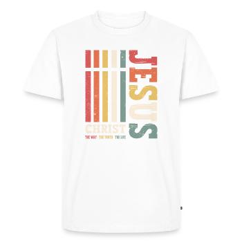 Jésus-Christ Chemise Verset de la Bible Je suis le chemin - T-shirt Premium bio Homme - blanc - Devant - Nico (187cm)