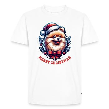 Joyeux Noël Chien Poméranien Noël - T-shirt Premium bio Homme - blanc - Devant - Nico (187cm)