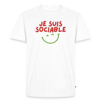 Je suis sociable mais pas avec toi - T-shirt Premium bio Homme - blanc - Devant - Nico (187cm)