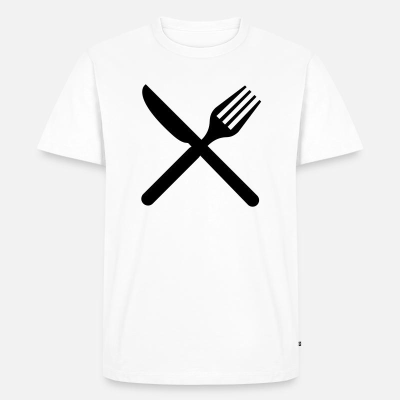 Messer & Gabel - Männer Premium Bio T-Shirt - Weiß