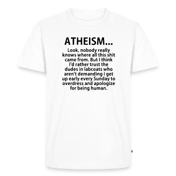 Atheism - T-shirt Premium bio Homme - blanc - Devant - Nico (187cm)