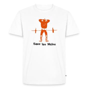 sans les mains musculation barre humour - T-shirt Premium bio Homme - blanc - Devant - Nico (187cm)