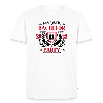 Enterrement de vie de garçon 2022 - YGA - Enterrement de vie de garçon - T-shirt Premium bio Homme - blanc - Devant - Nico (187cm)