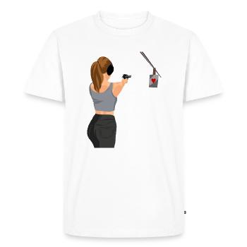 Stand de tir Princess Shooting Club Shooter - T-shirt Premium bio Homme - blanc - Devant - Nico (187cm)