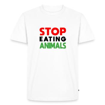 Arrêtez de manger des animaux - Black Edition - T-shirt Premium bio Homme - blanc - Devant - Nico (187cm)