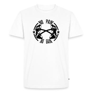 no pain gain citation musculation haltere - T-shirt Premium bio Homme - blanc - Devant - Nico (187cm)