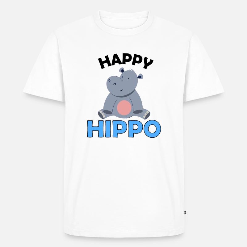 Happy Hippo - Männer Premium Bio T-Shirt - Weiß
