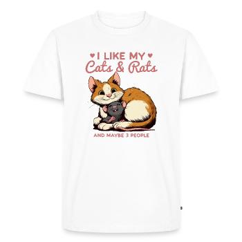 J’aime mes chats et mes rats et peut-être 3 personnes - T-shirt Premium bio Homme - blanc - Devant - Nico (187cm)