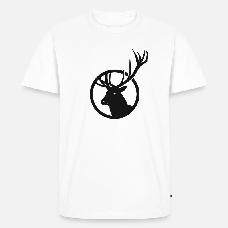 Hirsch - Männer Premium Bio T-Shirt - Weiß