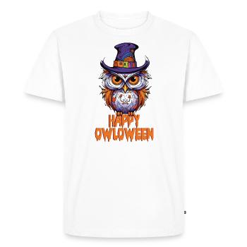 Owl Owl Funny Happy Owloween Owl Lover - Men's Premium Organic T-Shirt - white - Front - Nico (187cm)