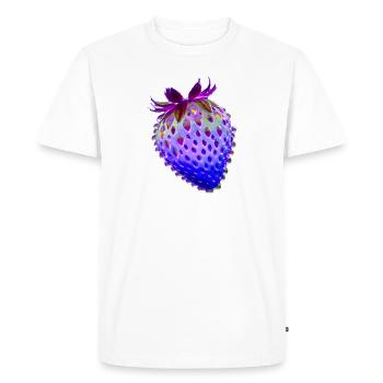 Strawberry.Blue Strawberry,Water Drops,Glass - Men's Premium Organic T-Shirt - white - Front - Nico (187cm)