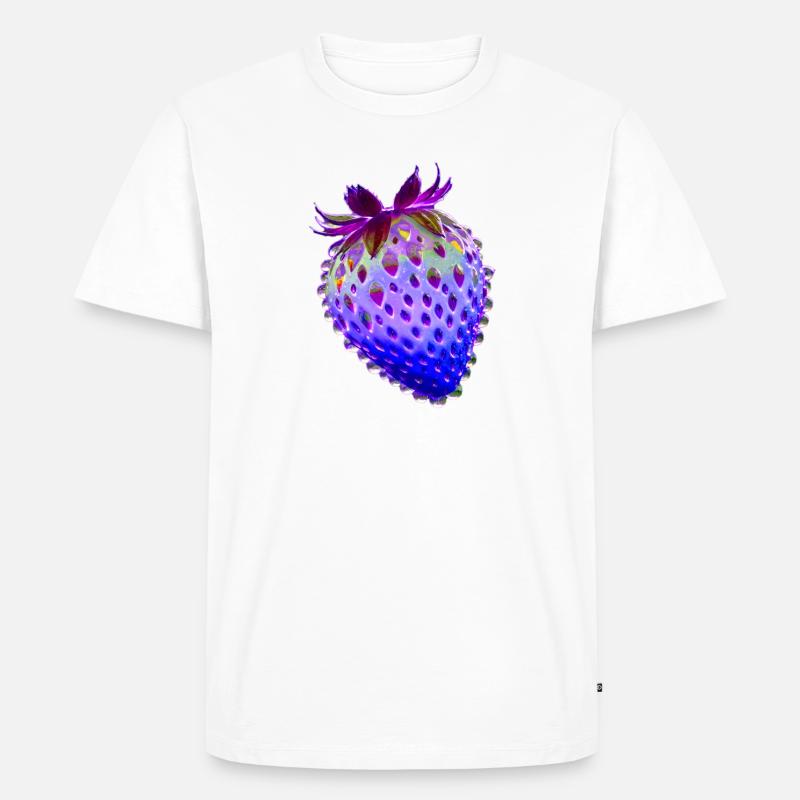 erdbeere.blaue erdbeere,wassertropfen,glas - Männer Premium Bio T-Shirt - Weiß