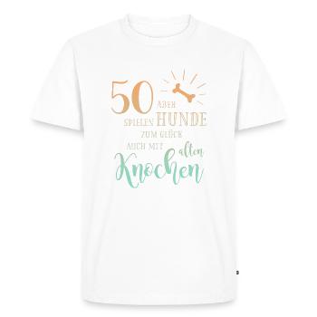Heureusement, 50 chiens jouent aussi avec de vieux os - T-shirt Premium bio Homme - blanc - Devant - Nico (187cm)