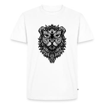 Motif africain - tête de lion - Édition limitée - T-shirt Premium bio Homme - blanc - Devant - Nico (187cm)