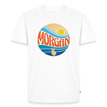 Morgan Shirt Vintage Sunset Morgan Groovy Tie Dye - Men's Premium Organic T-Shirt - white - Front - Nico (187cm)