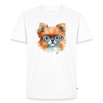 Miniature Spitz Watercolor Drawing - Men's Premium Organic T-Shirt - white - Front - Nico (187cm)