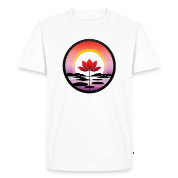 Zen Sunrise Lotus: Serene and Majestic - Men's Premium Organic T-Shirt - white - Front - Nico (187cm)