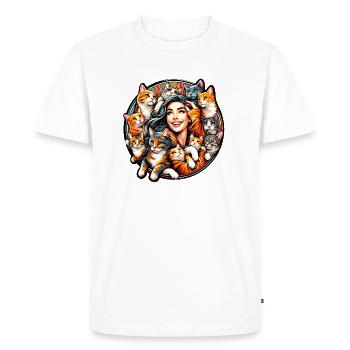 Puurfect Love Cat Loving - Men's Premium Organic T-Shirt - white - Front - Nico (187cm)
