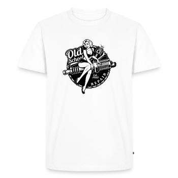 Oldschool Biker Vintage Garage - Men's Premium Organic T-Shirt - white - Front - Nico (187cm)
