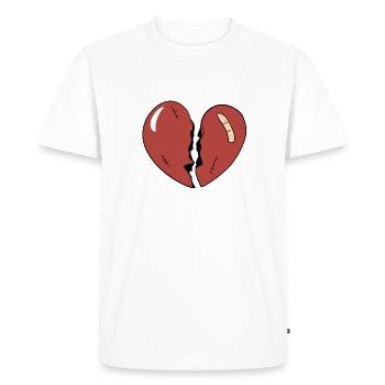 dessin animé cœur brisé rouge - T-shirt Premium bio Homme - blanc - Devant - Nico (187cm)