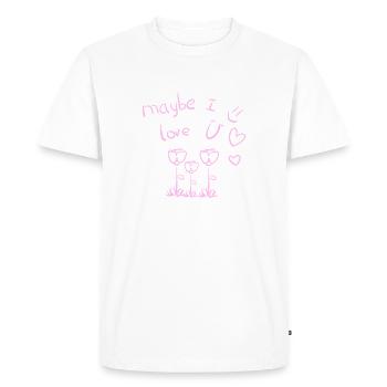 peut-être que je t’aime fleurs - T-shirt Premium bio Homme - blanc - Devant - Nico (187cm)