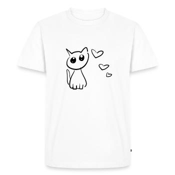 Chat Animal Mignon Cœurs d’animaux de compagnie - T-shirt Premium bio Homme - blanc - Devant - Nico (187cm)