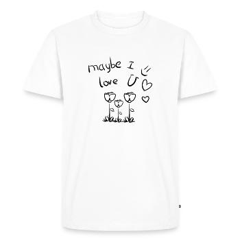 peut-être que je t’aime fleurs - T-shirt Premium bio Homme - blanc - Devant - Nico (187cm)