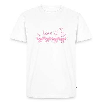 Je t’aime coeur conception de ligne de broyage - T-shirt Premium bio Homme - blanc - Devant - Nico (187cm)
