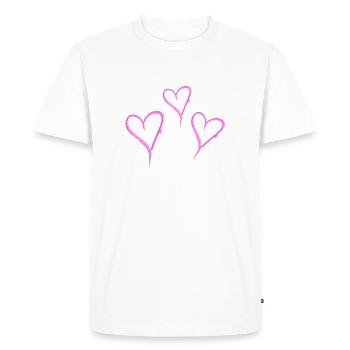 trois cœurs scintillent d’amour rose - T-shirt Premium bio Homme - blanc - Devant - Nico (187cm)