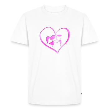 Symbole coeur couple couple rose - T-shirt Premium bio Homme - blanc - Devant - Nico (187cm)