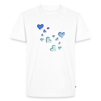Motif Cœur Coeur Symbole Bleu Paillettes Turquoise - T-shirt Premium bio Homme - blanc - Devant - Nico (187cm)