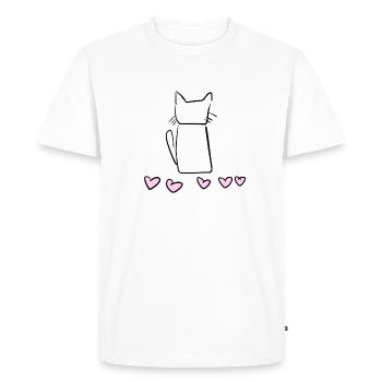 Symbole de chat Cœurs d’animaux Rose - T-shirt Premium bio Homme - blanc - Devant - Nico (187cm)