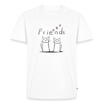 Amis Ami Amitié Chats Chat - T-shirt Premium bio Homme - blanc - Devant - Nico (187cm)
