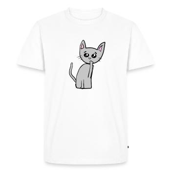 Sad Cat Animal Symbol Sad - Men's Premium Organic T-Shirt - white - Front - Nico (187cm)