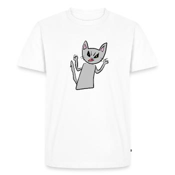 Cat symbol animal gray rage angry - Men's Premium Organic T-Shirt - white - Front - Nico (187cm)