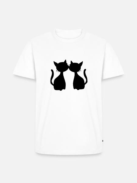 deux chats symbole amis chat - T-shirt Premium bio Homme - blanc