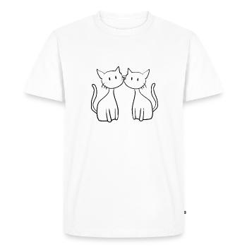 deux amis chats mignons - T-shirt Premium bio Homme - blanc - Devant - Nico (187cm)