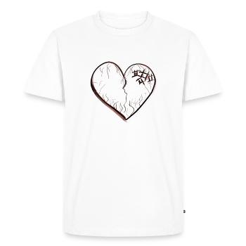 heart symbol broken sad scars - Men's Premium Organic T-Shirt - white - Front - Nico (187cm)