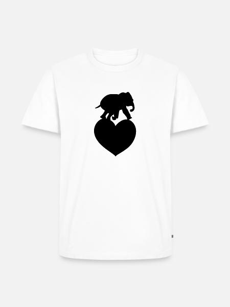 Tierliebe Herz Elefant - Männer Premium Bio T-Shirt - Weiß