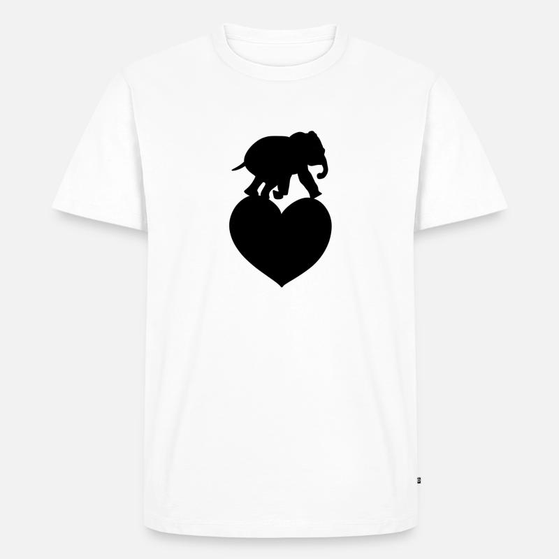 Tierliebe Herz Elefant - Männer Premium Bio T-Shirt - Weiß