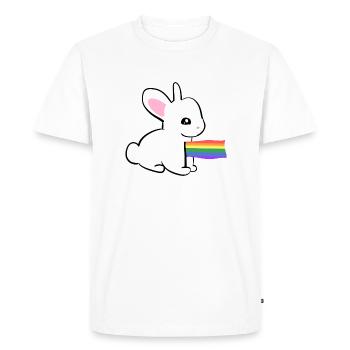Symbole lapin drapeau LGBT - T-shirt Premium bio Homme - blanc - Devant - Nico (187cm)