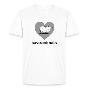 Sauver les animaux Cœur Cochon Animal - T-shirt Premium bio Homme - blanc - Devant - Nico (187cm)