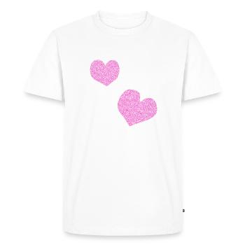 deux cœurs roses cœur scintillant - T-shirt Premium bio Homme - blanc - Devant - Nico (187cm)